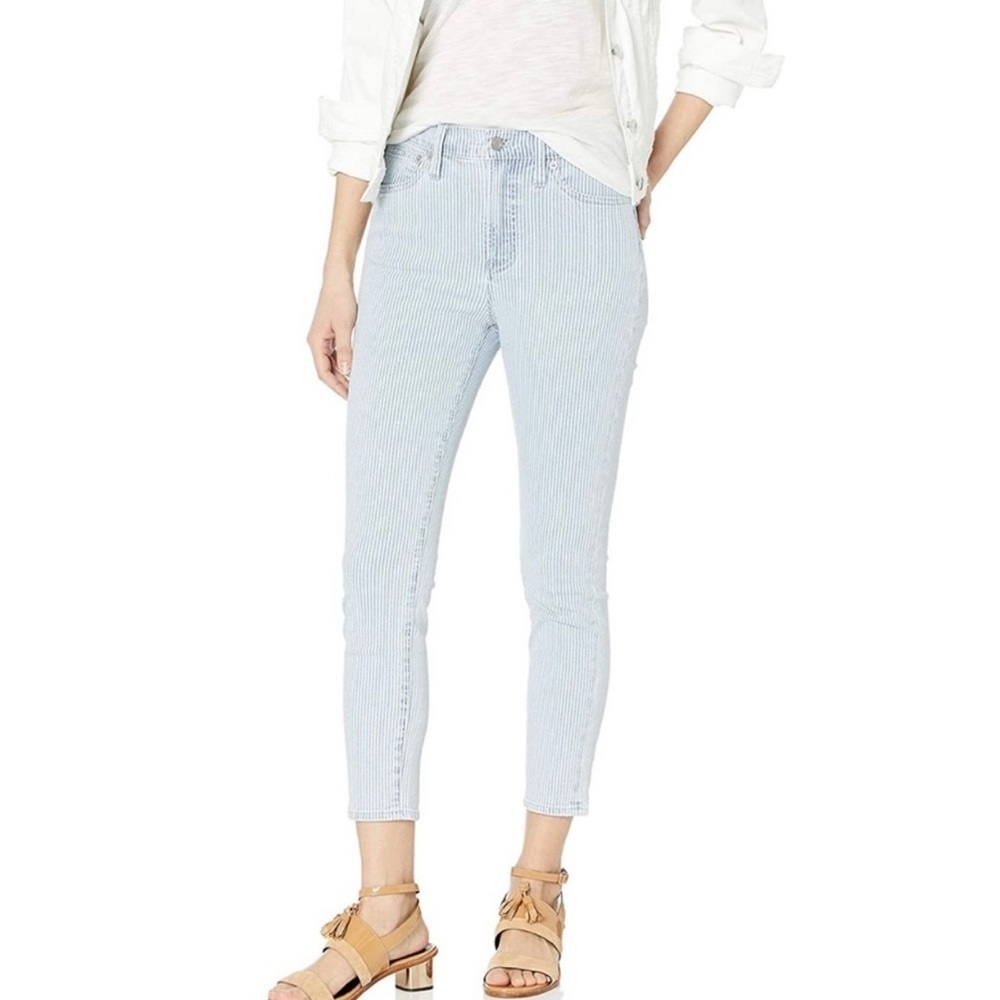J. Crew Mercantile Blue & White Striped Skinny Ankle Jeans 26 Women’s